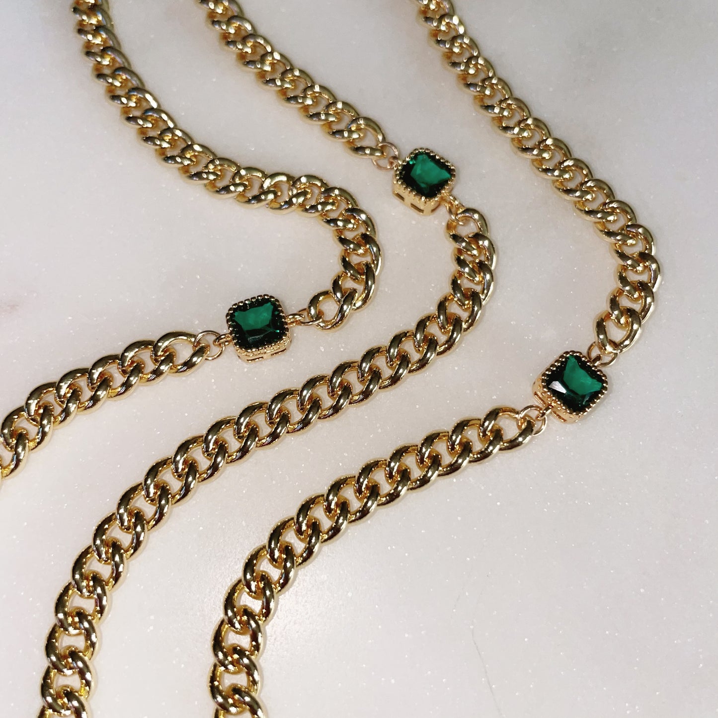 Night Bird Necklace - Emerald/ Pale Yellow