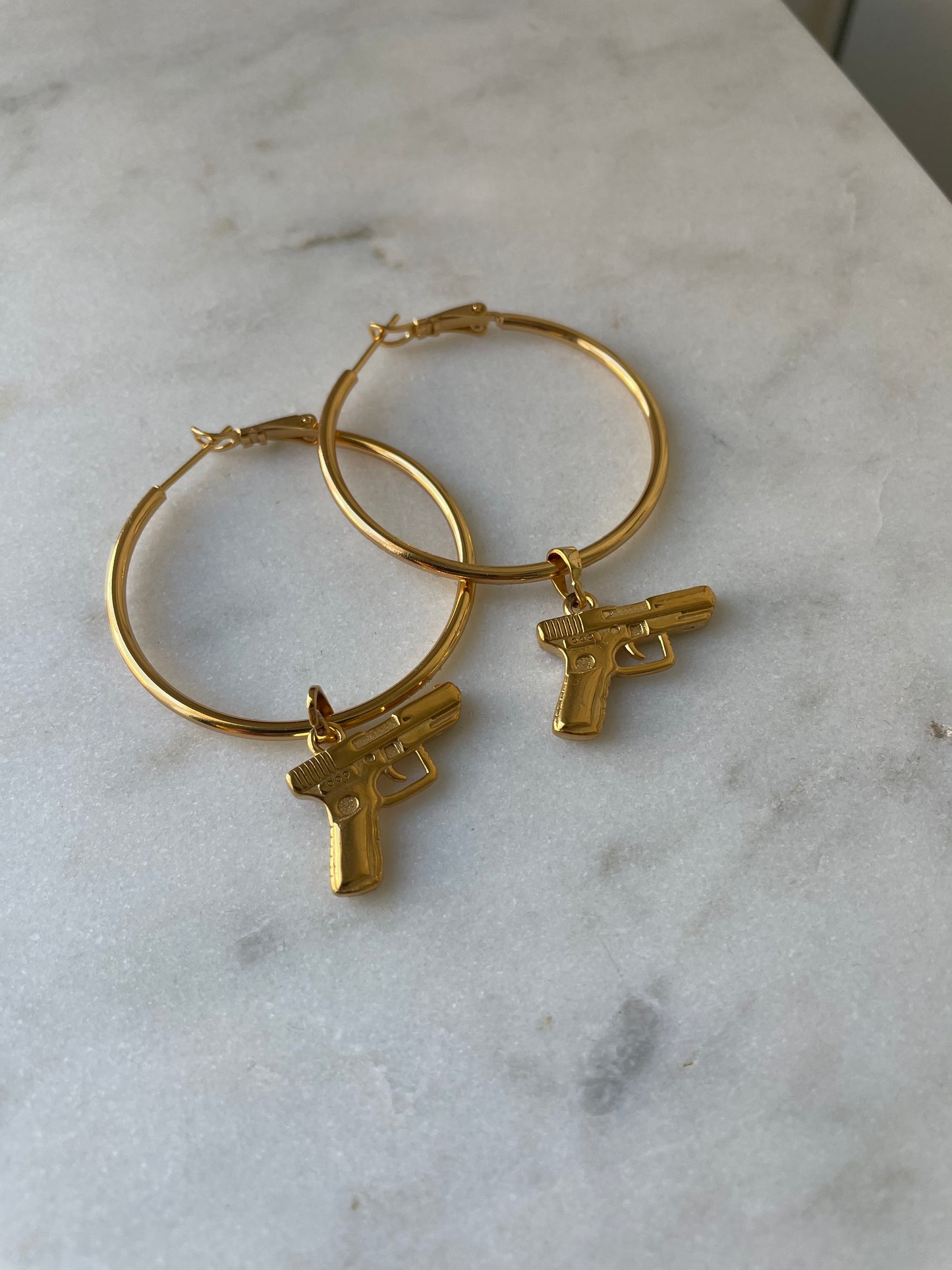 AUORA GUN Gold Hoops Earrings