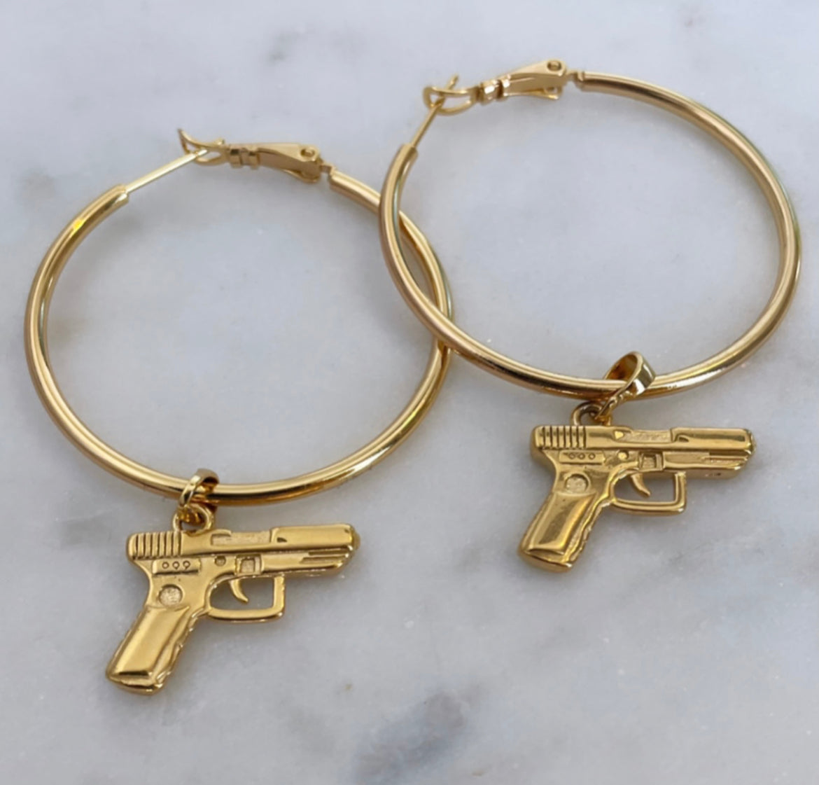 AUORA GUN Gold Hoops Earrings