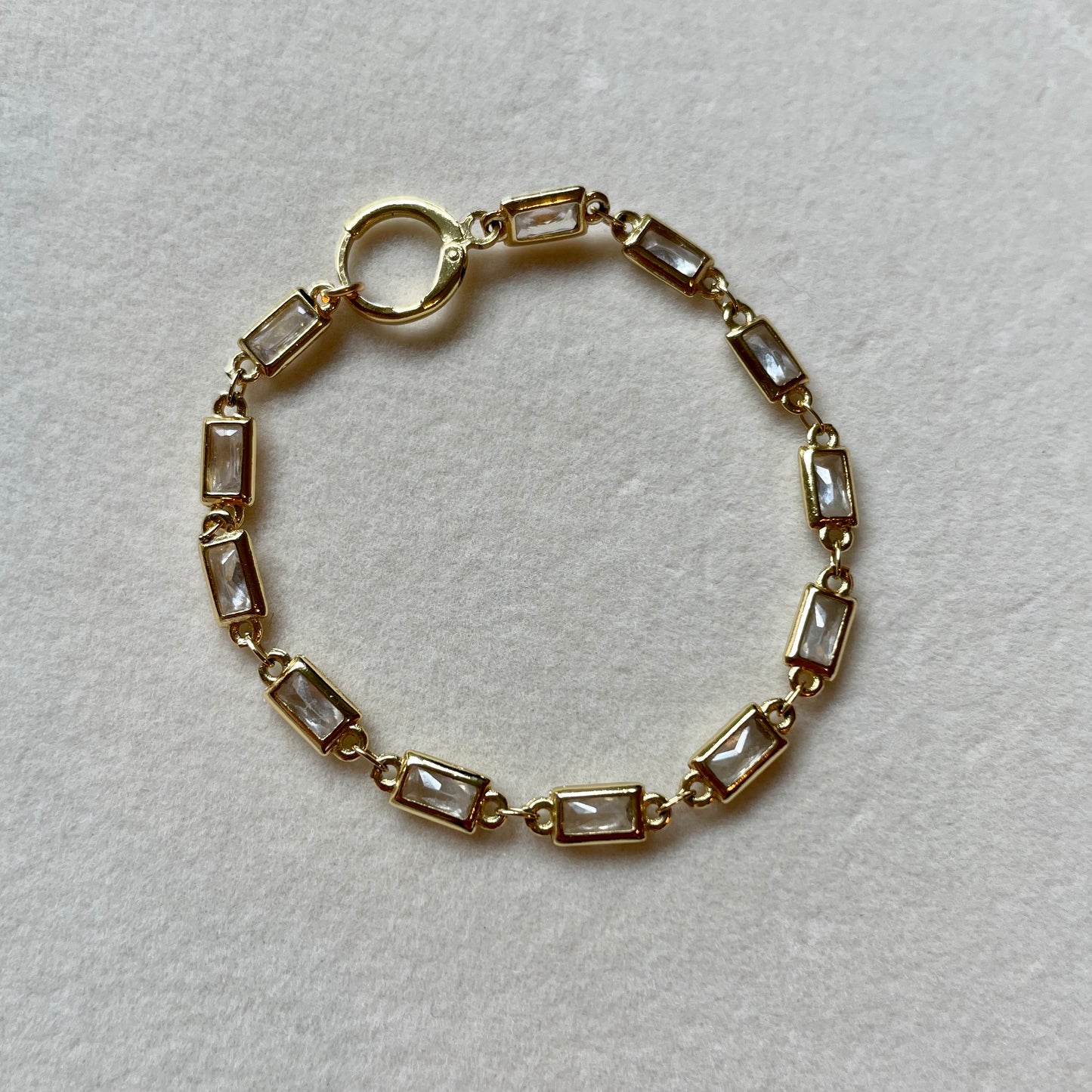 Bad Habits Bracelet. 24K Gold Filled CZ Bezel Chain Bracelet