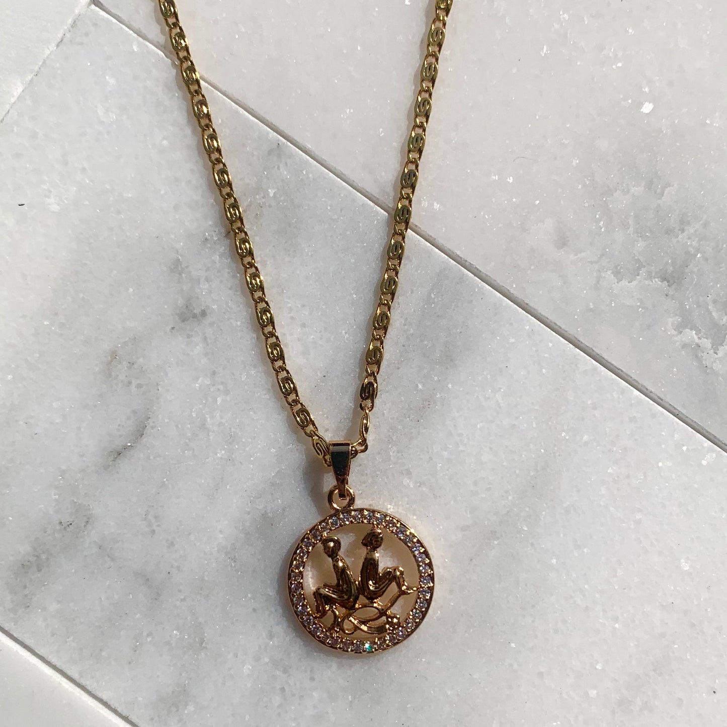 Zodiac Gemini Gold Necklace-Au+ORA