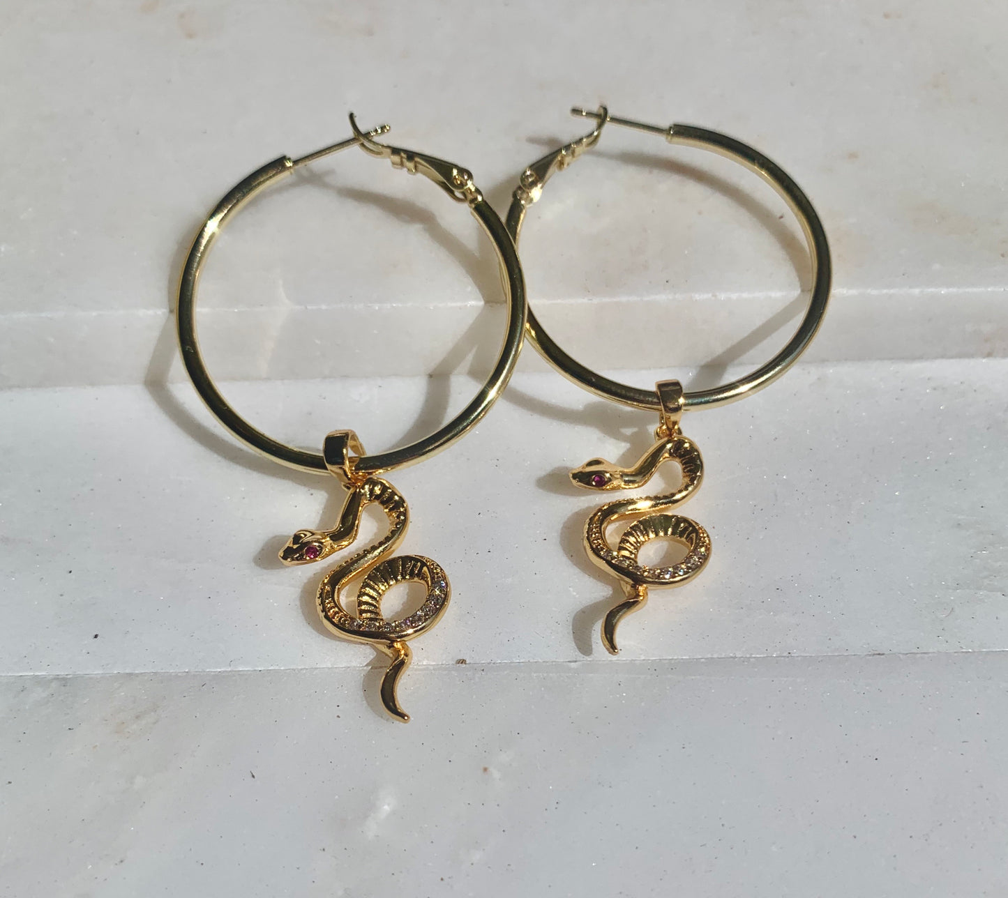 Serpent ♱ Hoops - 18K Gold Filled Snake Earrings-Au+ORA