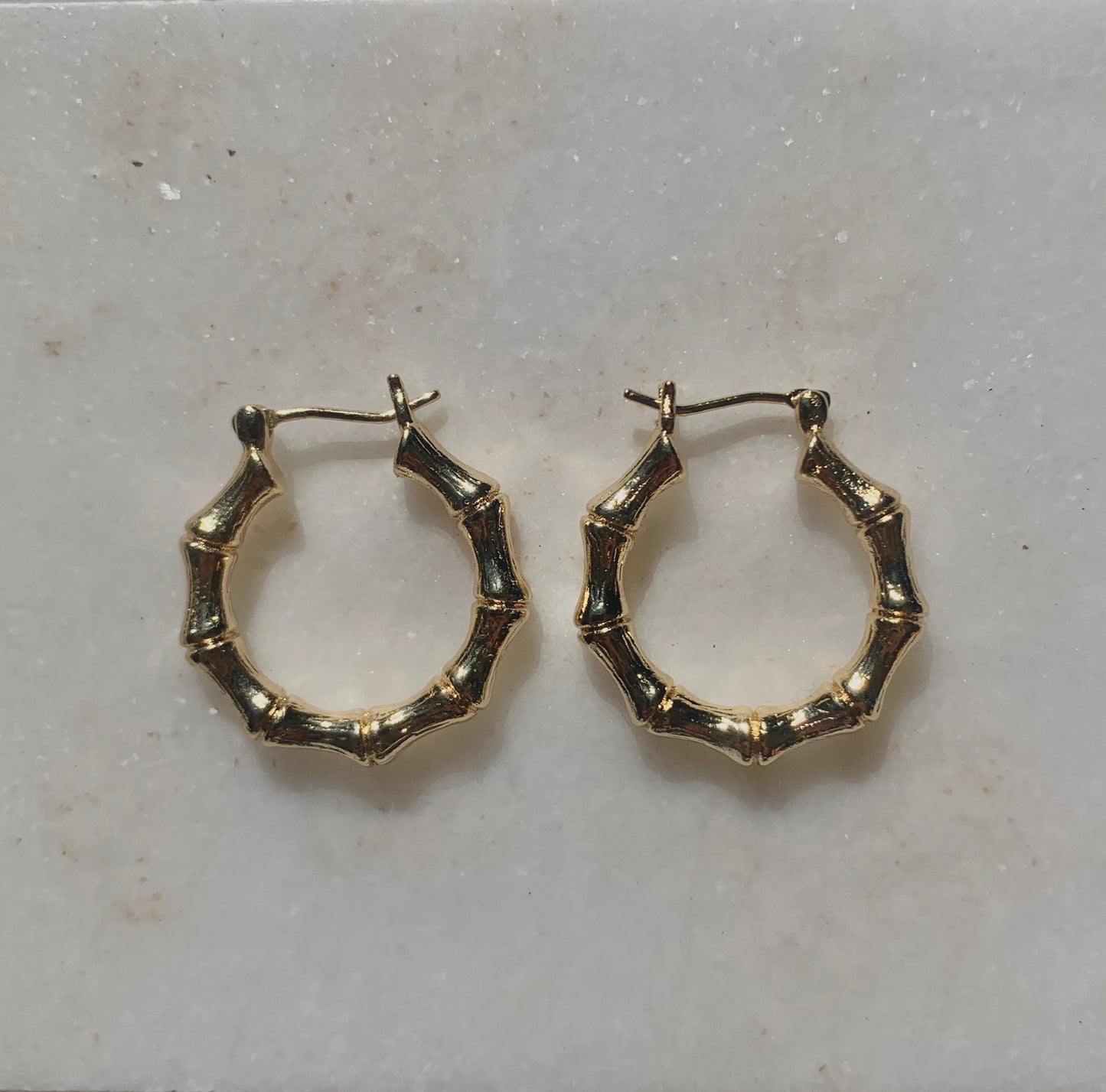 Paradise Hoops - 18K Gold Bamboo Earrings-Au+ORA