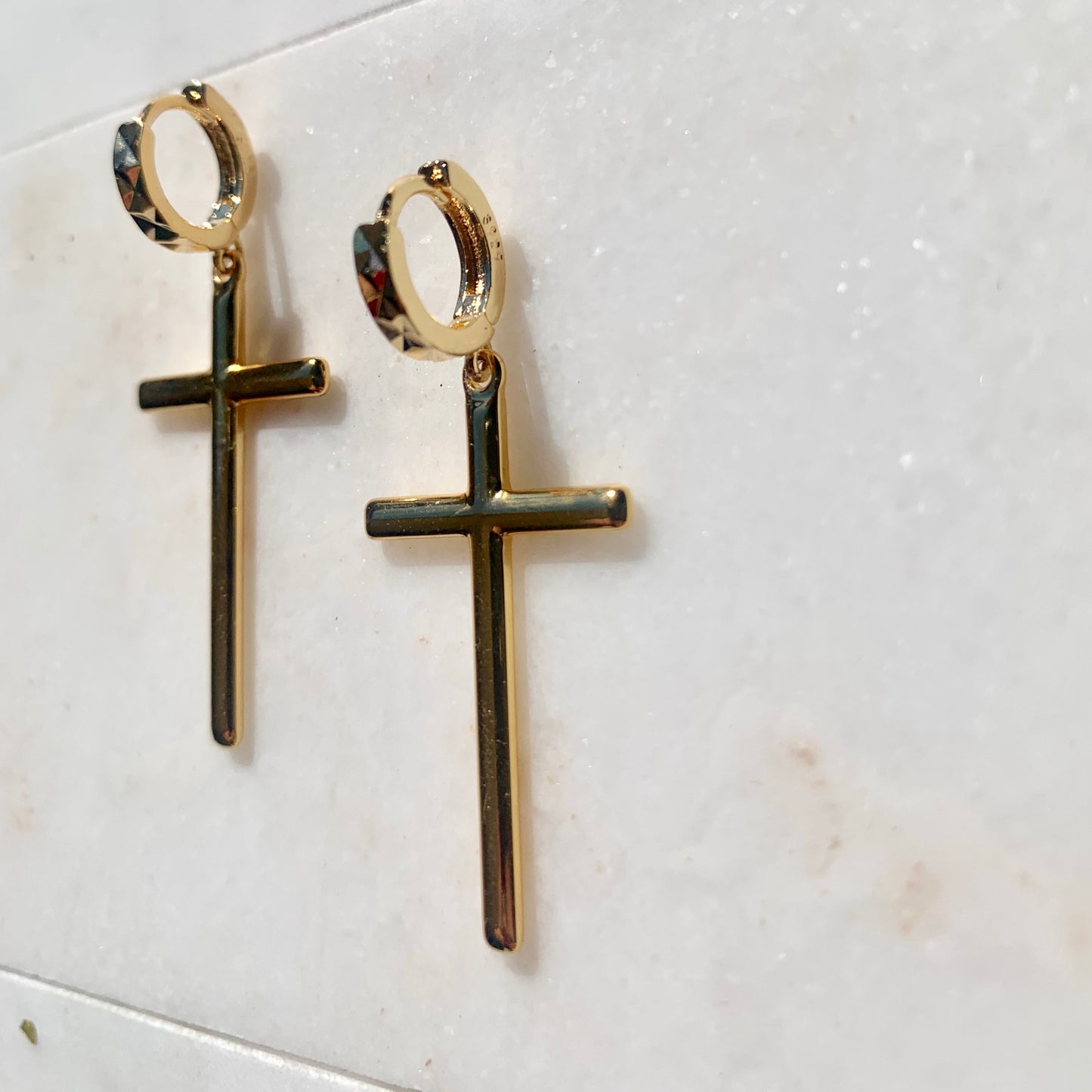 Nothing Compares To You - 18k Gold Filled Solid Cross Earrings-Au+ORA