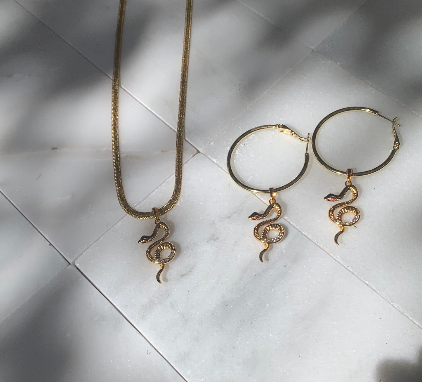 Serpent ♱ Hoops - 18K Gold Filled Snake Earrings-Au+ORA