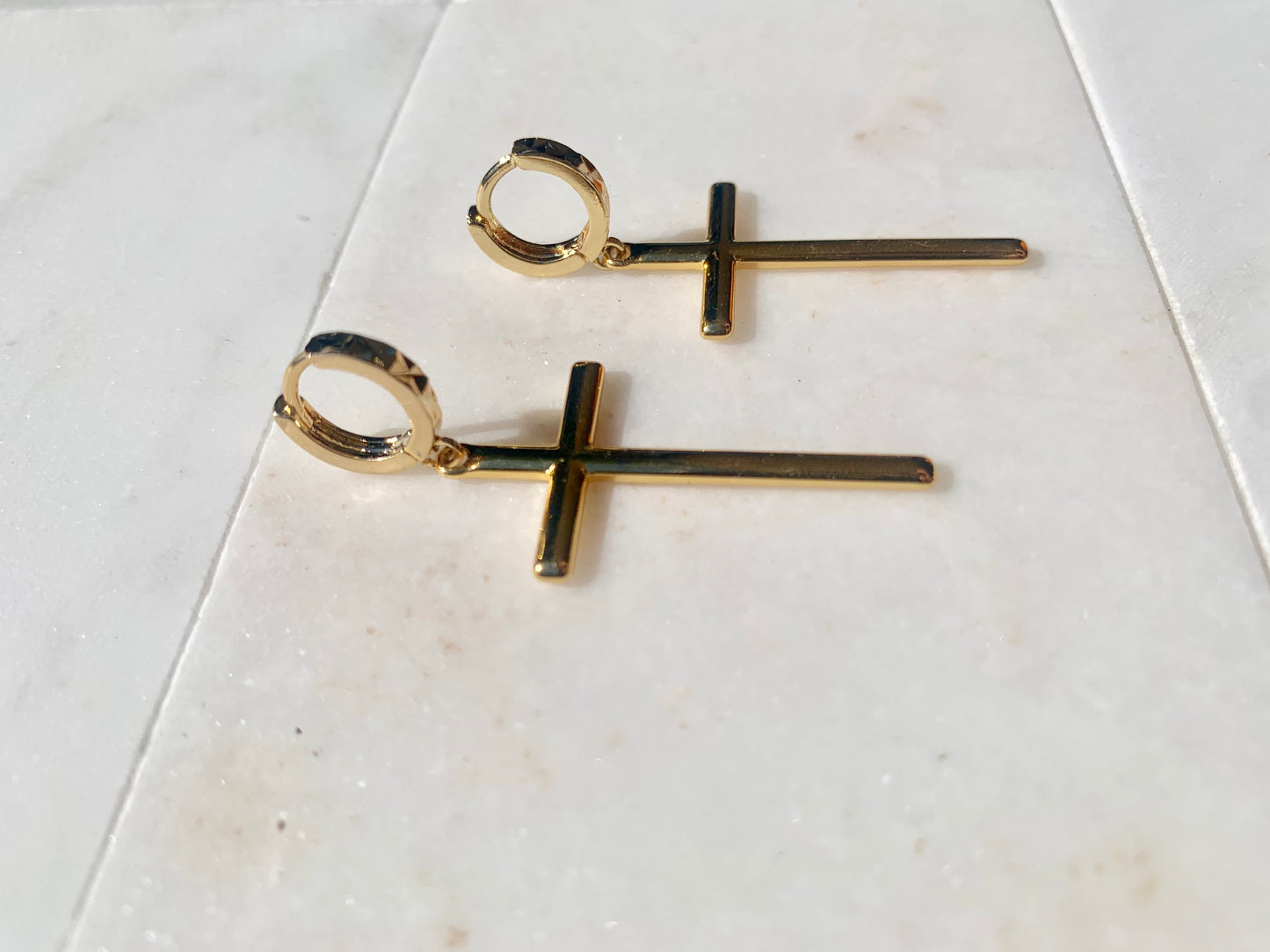 Nothing Compares To You - 18k Gold Filled Solid Cross Earrings-Au+ORA