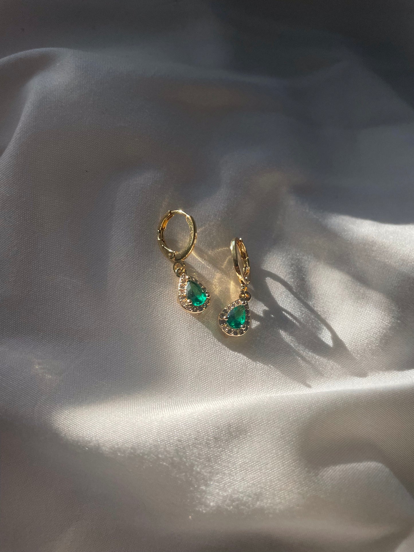 Baby Teardrop Emerald Earrings