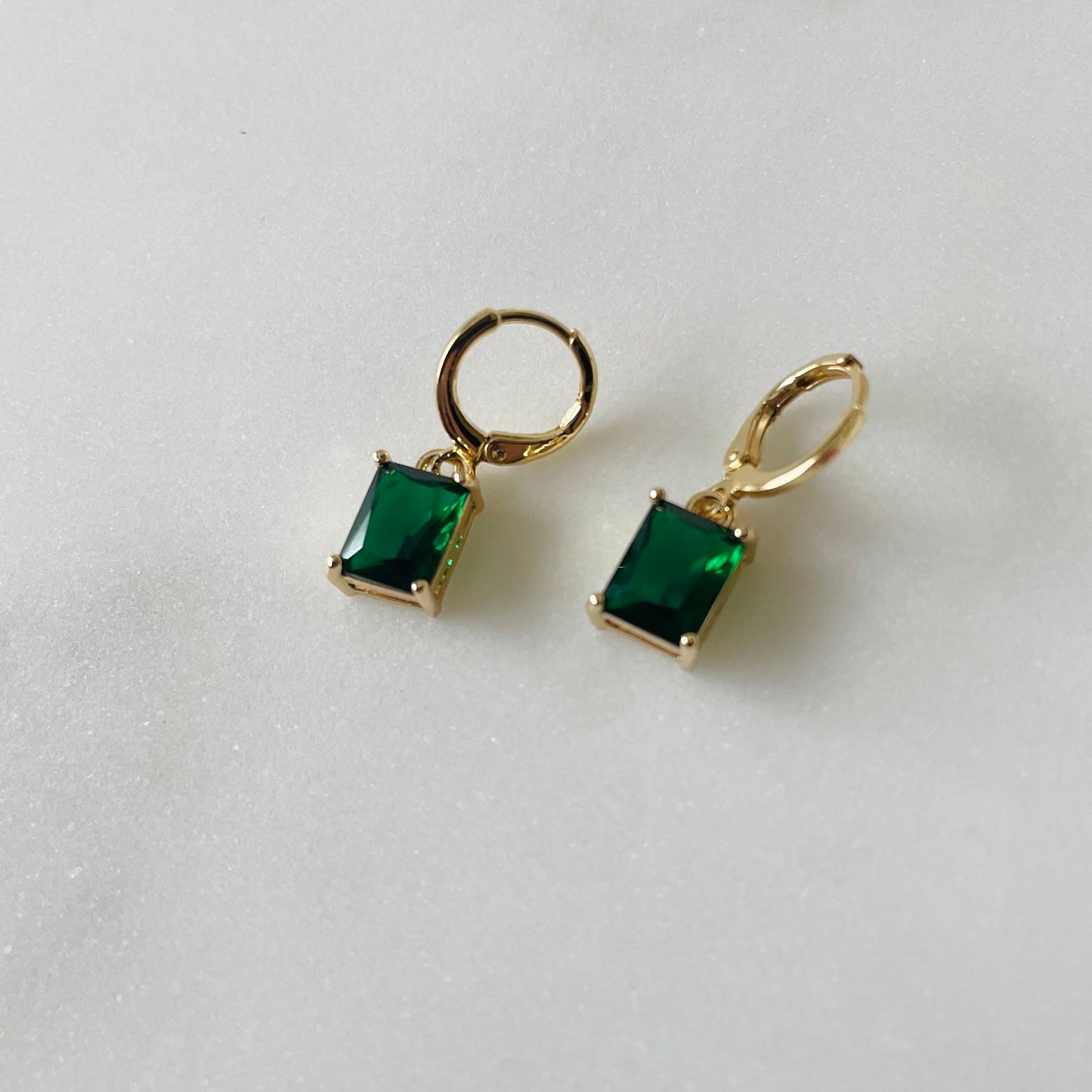 Emerald Gemstone Huggies