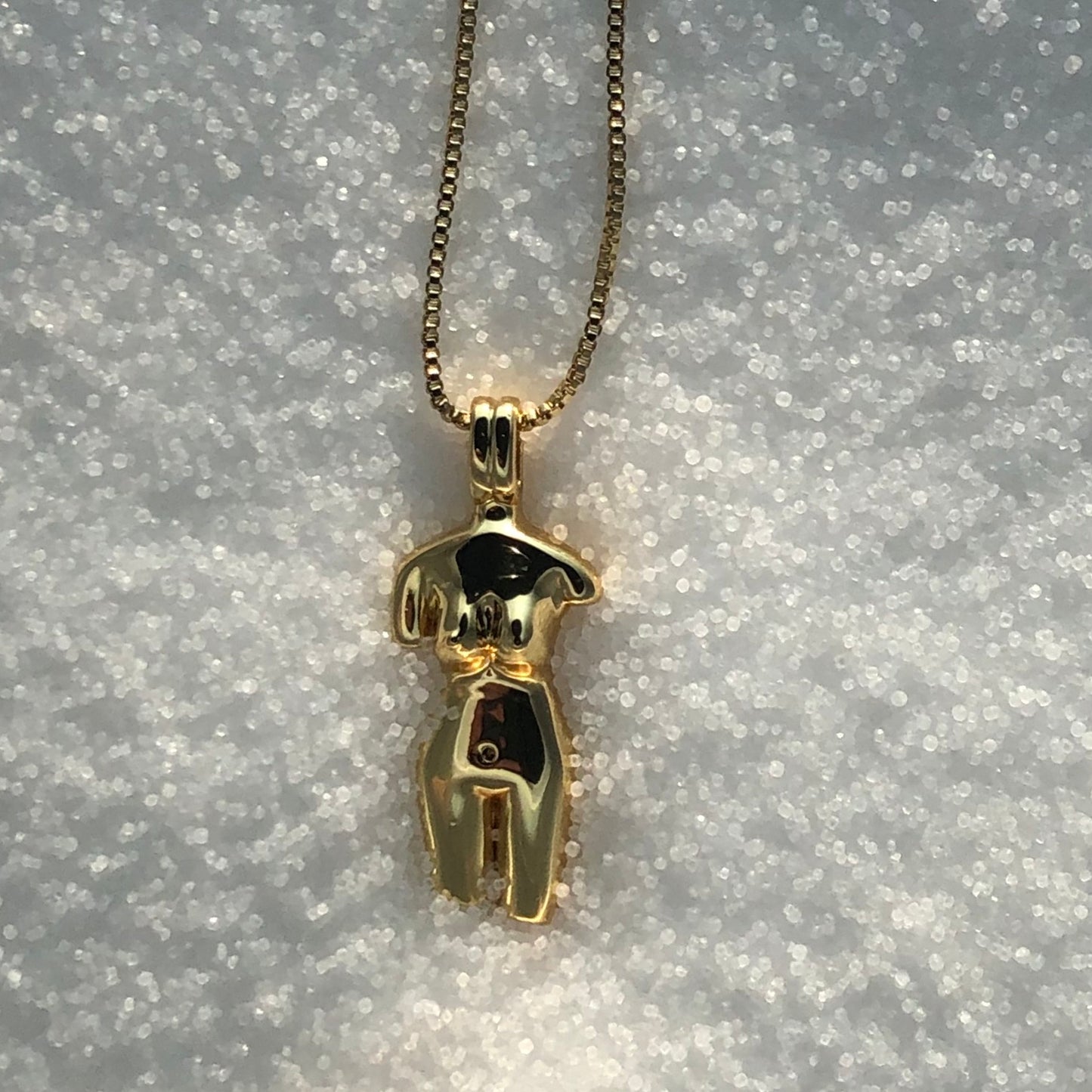 Venus Necklace. Gold Filled Female Body Form Charm.