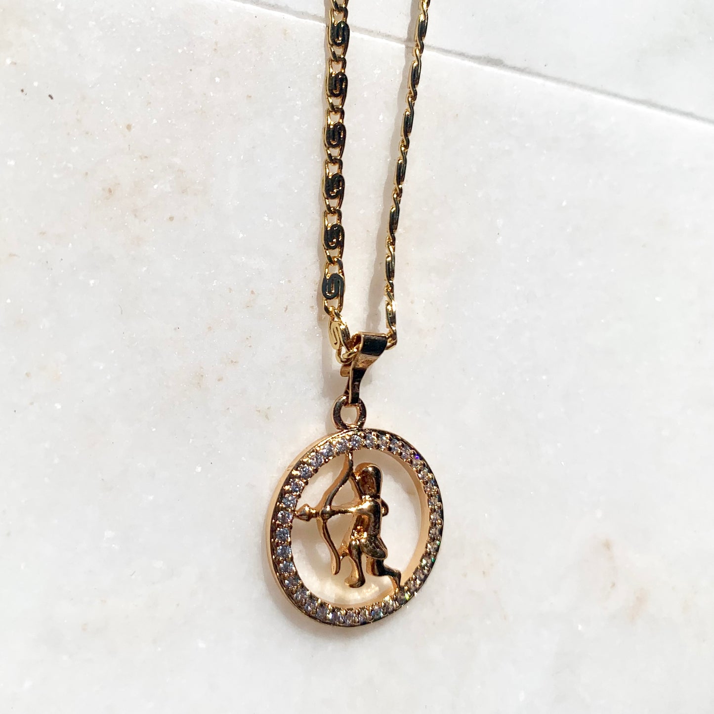 Zodiac Sagittarius Gold Necklace-Au+ORA