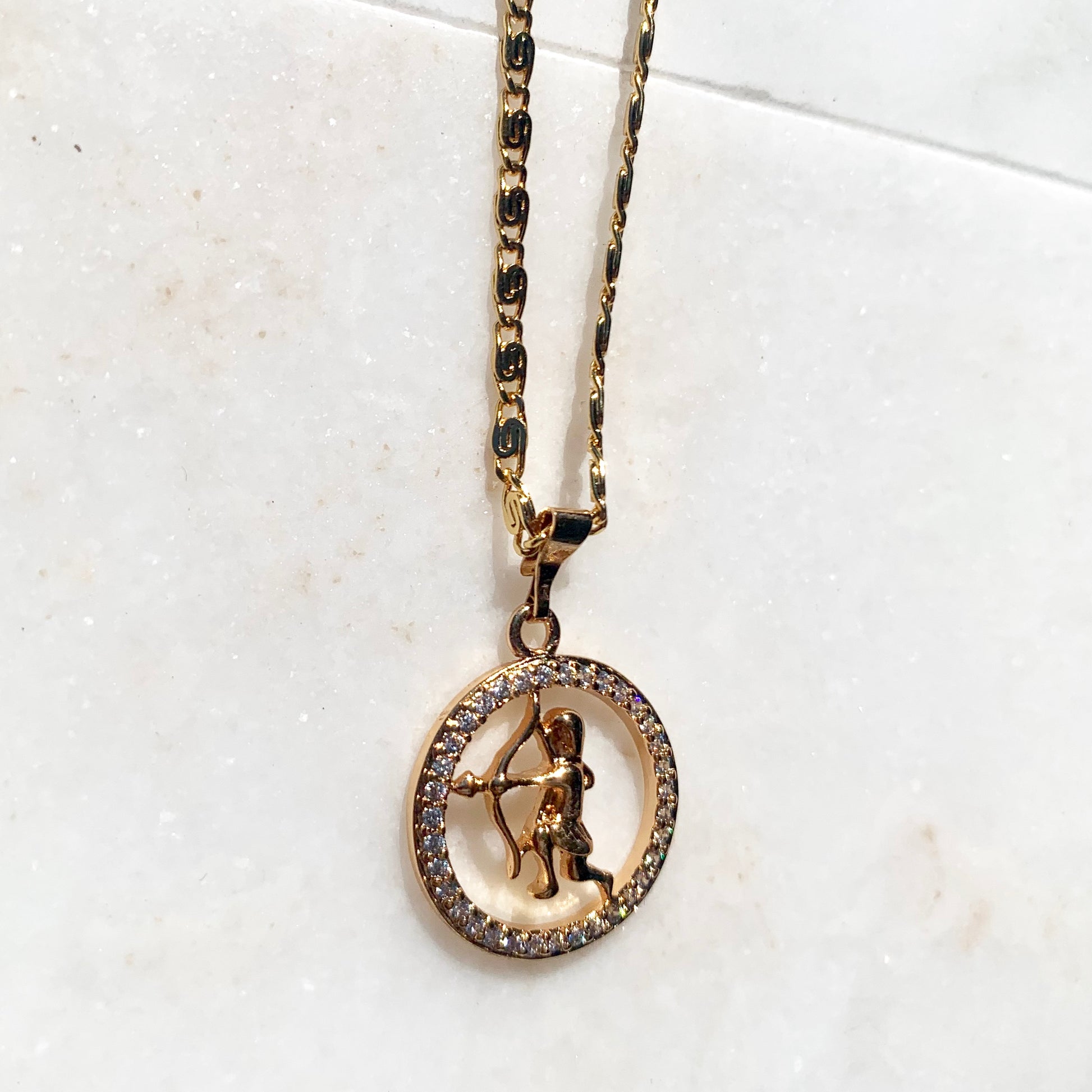 Zodiac Sagittarius Gold Necklace-Au+ORA