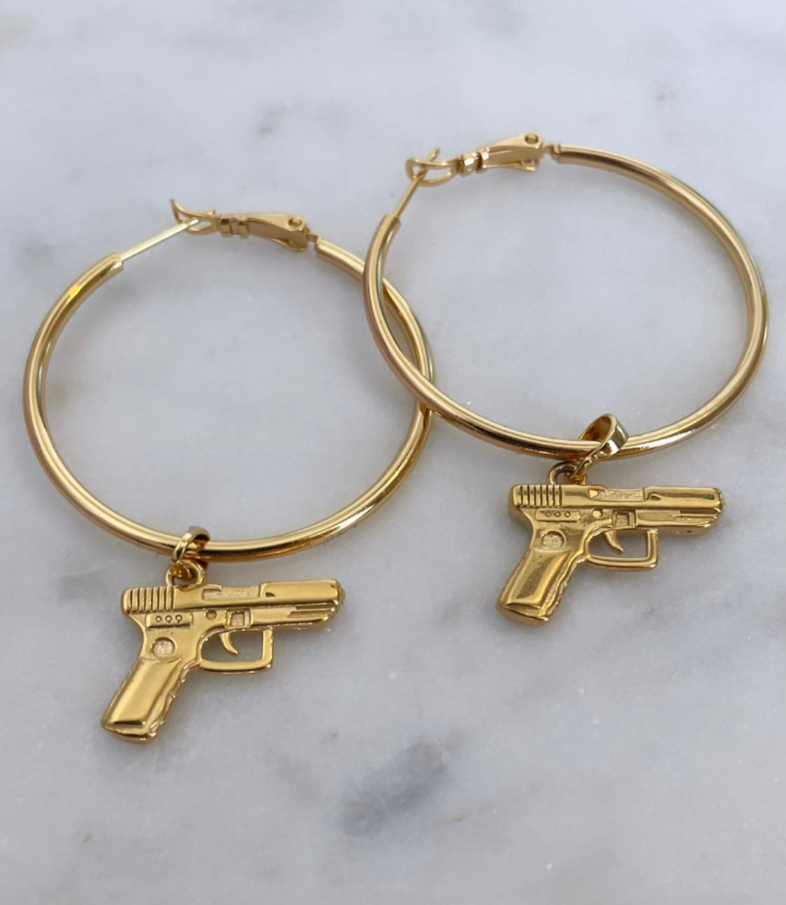 AUORA GUN Gold Hoops Earrings