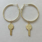 Free Your Mind Gold Filled Hoops with Key Charm