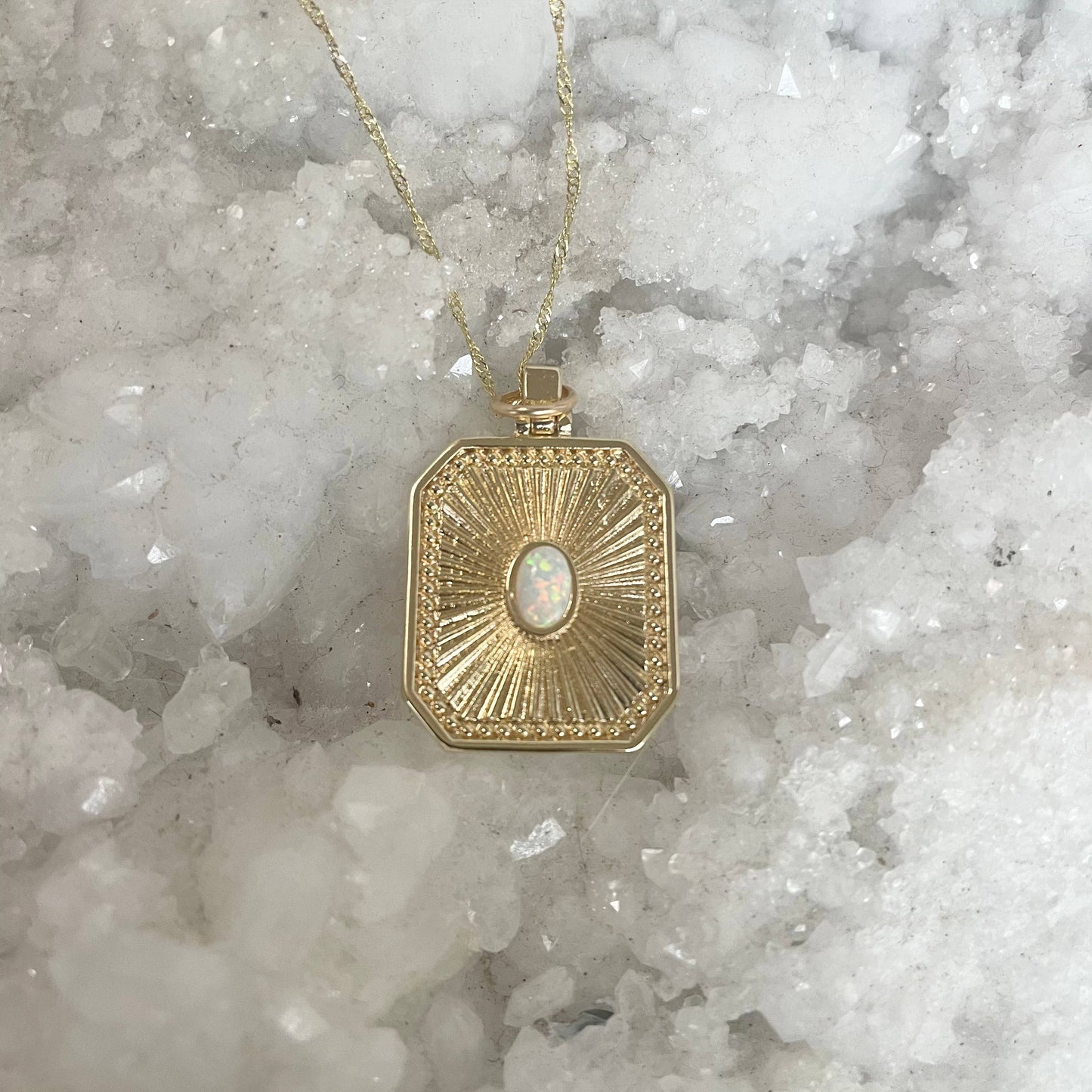 Circle In The Sand. Opal necklace. 14k Gold Filled.