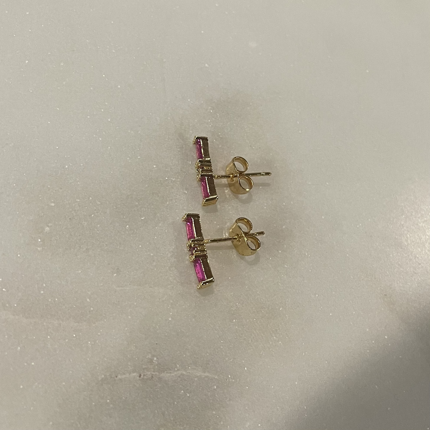 Fuchsia Studs - Pink Gem Stone Stud Earrings