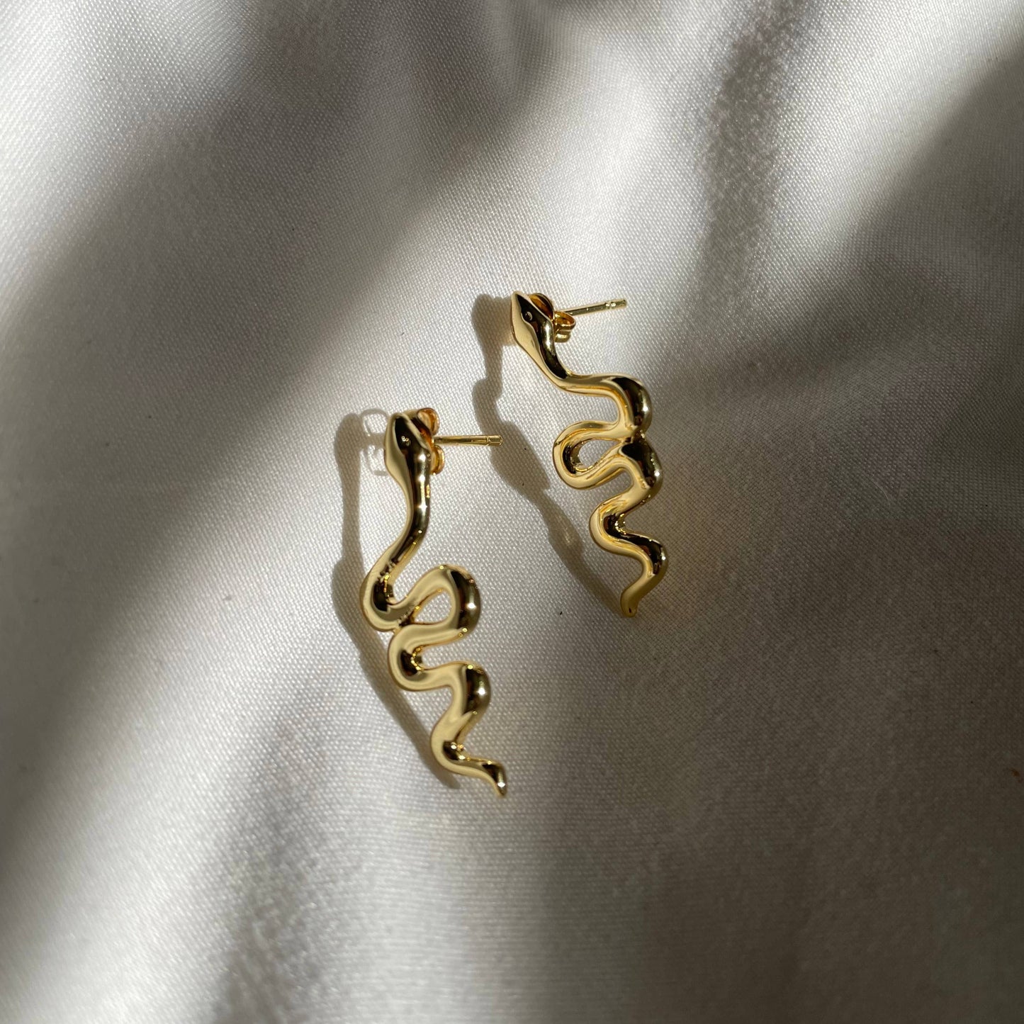 Gold Snake Stud Earrings. Gold Filled. Snakes. Gold Jewelry
