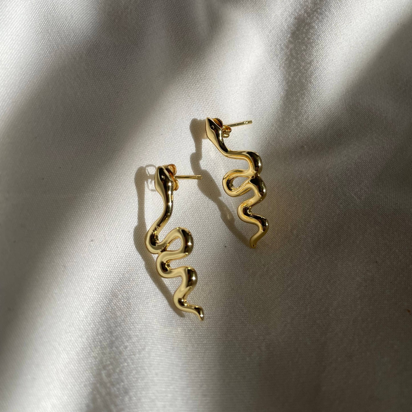 Gold Snake Stud Earrings