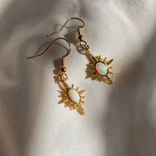 Starbright Earrings North Star Opal Gold ÊHook Earrings