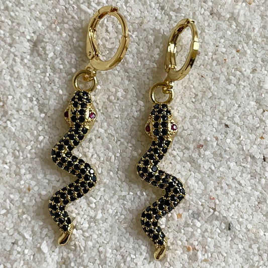 Eden Snake Huggies. 18K Gold Filled. snake earrrings