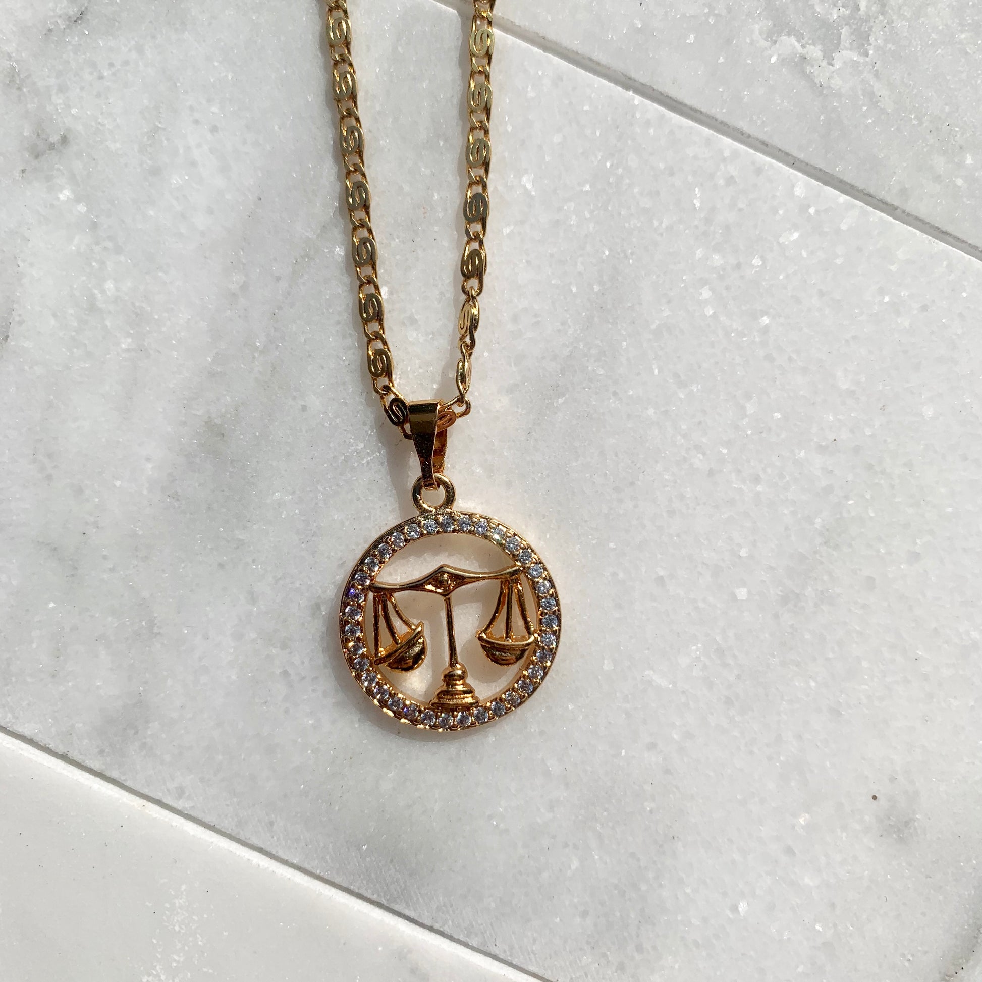 Zodiac Libra Gold Necklace-Au+ORA