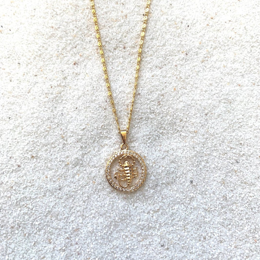 Zodiac Scorpio Gold Necklace-Au+ORA