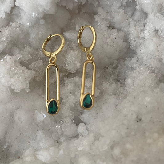 Afterhours Gold Emerald Huggies. Huggie earrings Gold Filled