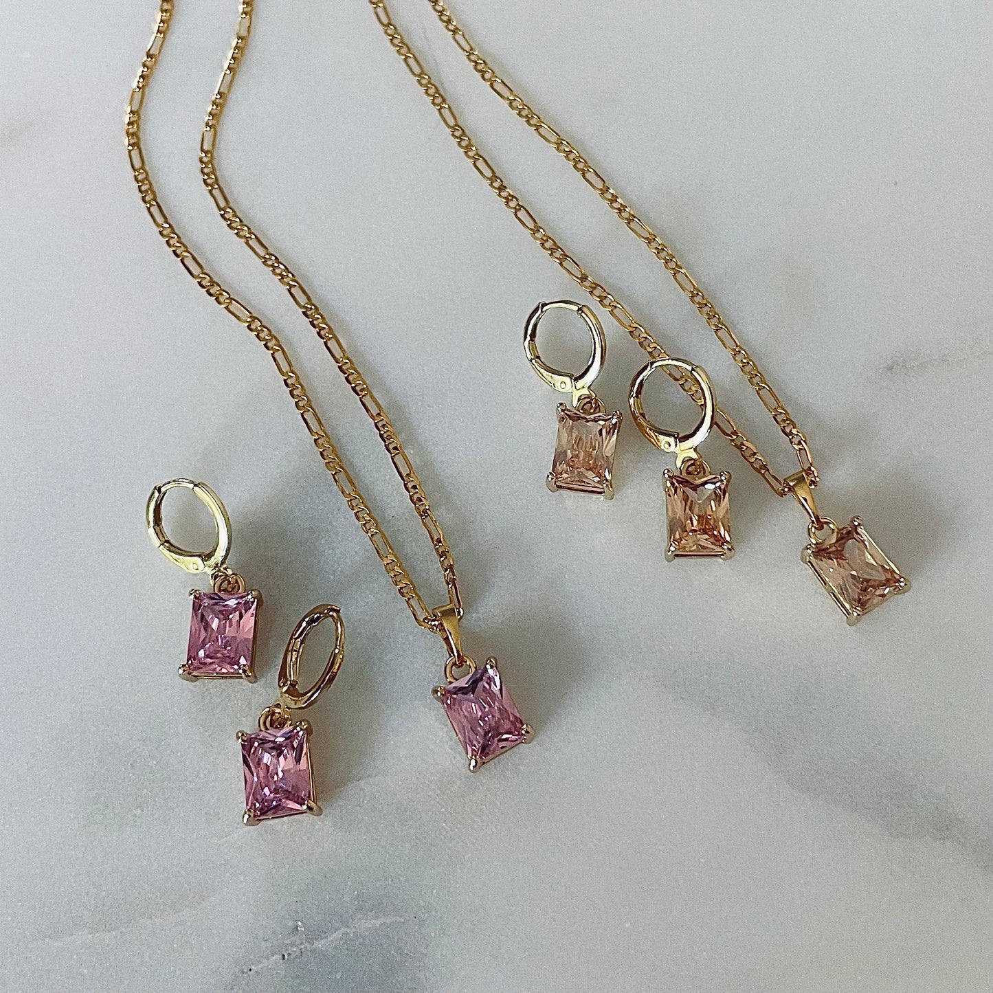 Pale Peach Gemstone Huggies - Gold Filled Earrings
