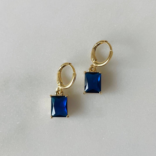 Sapphire Blue Stone Huggies