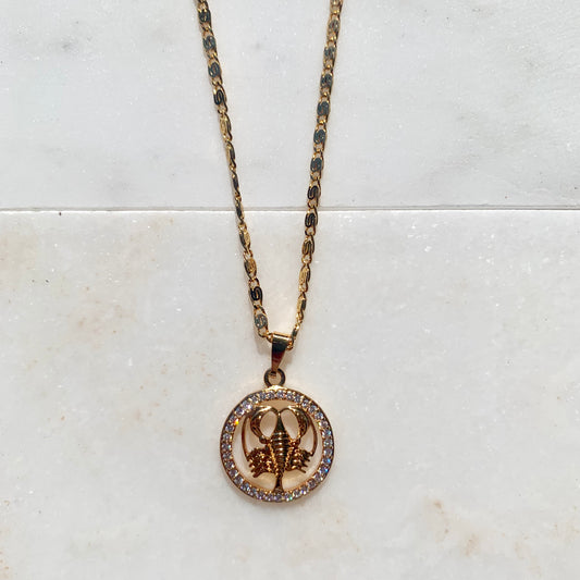 Zodiac Cancer Gold Necklace-Au+ORA