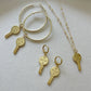 Free Your Mind Gold Filled Key Charm Huggies. Gold Filled Earrings