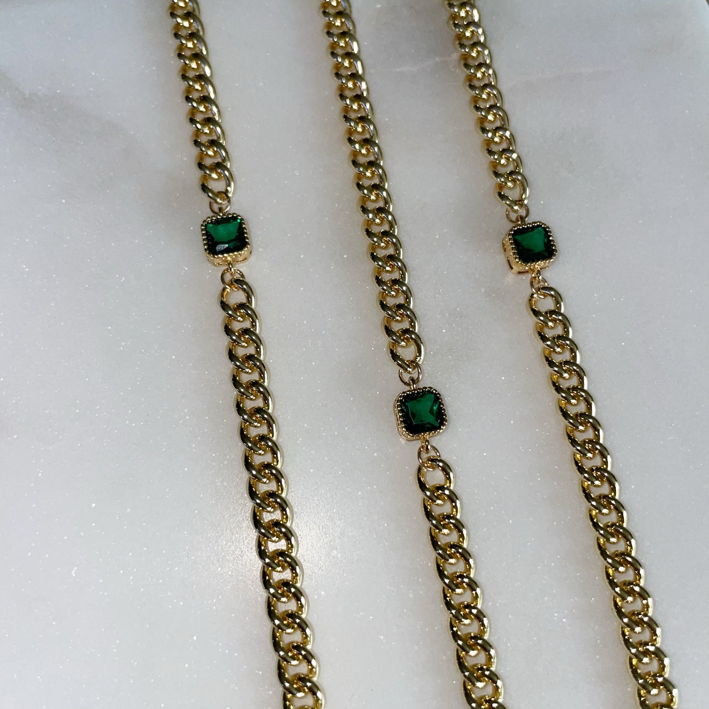 NightBird Emerald Gem Chain Necklace