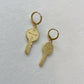 Free Your Mind Gold Filled Key Charm Huggies. Gold Filled Earrings