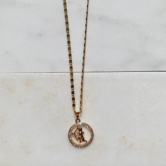 Zodiac Sagittarius Gold Necklace-Au+ORA