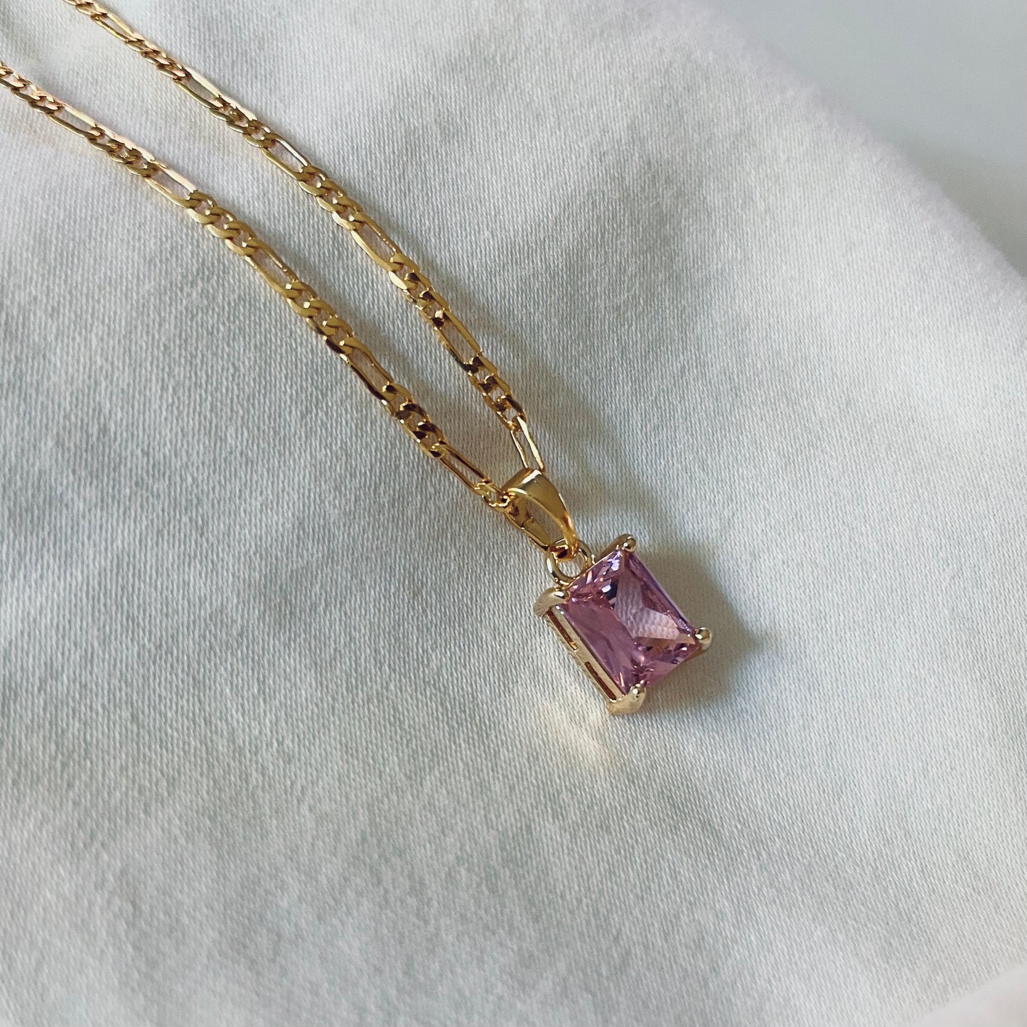 Rosa Pink Gemstone Gold Filled Necklace