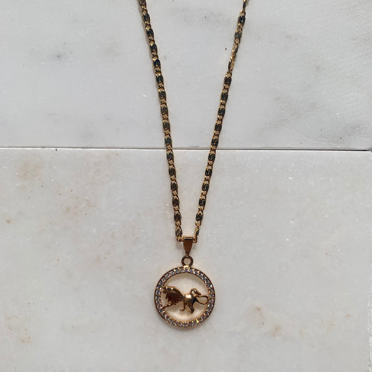 Zodiac LEO Gold Necklace-Au+ORA