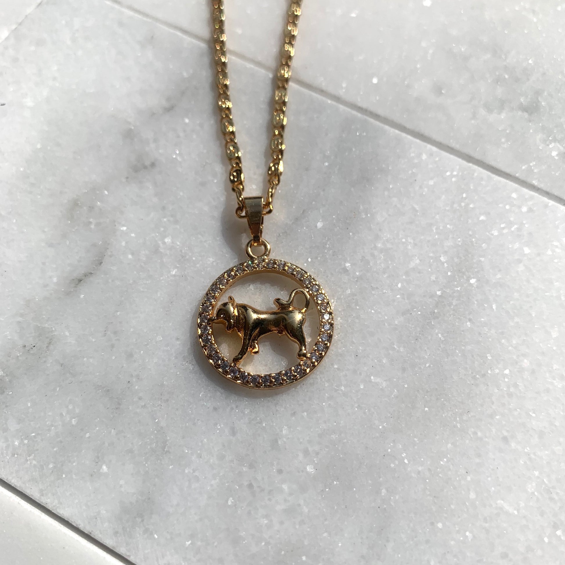 Zodiac Taurus Gold Necklace-Au+ORA