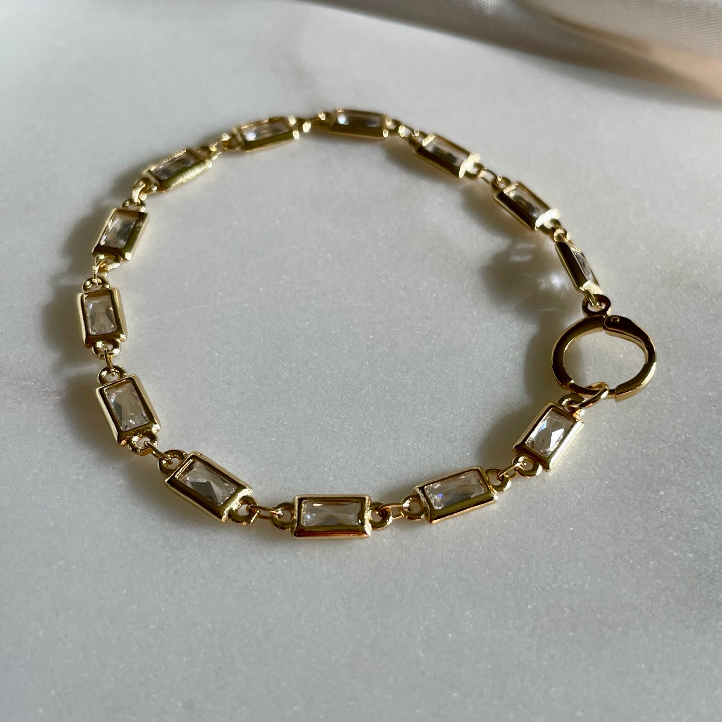 Bad Habits Bracelet. 24K Gold Filled CZ Bezel Chain Bracelet