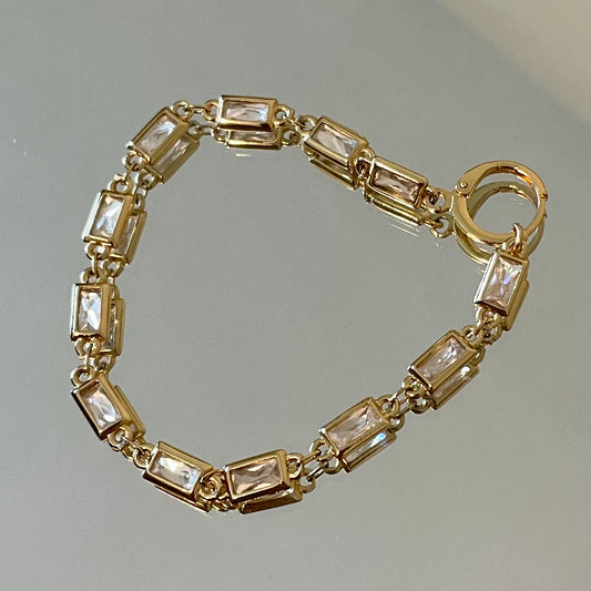 Bad Habits Bracelet. 24K Gold Filled CZ Bezel Chain Bracelet