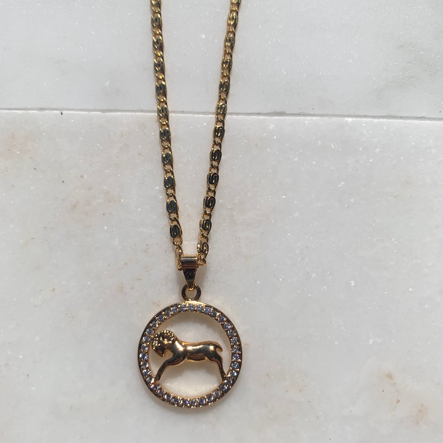 Zodiac Aries Gold Necklace-Au+ORA