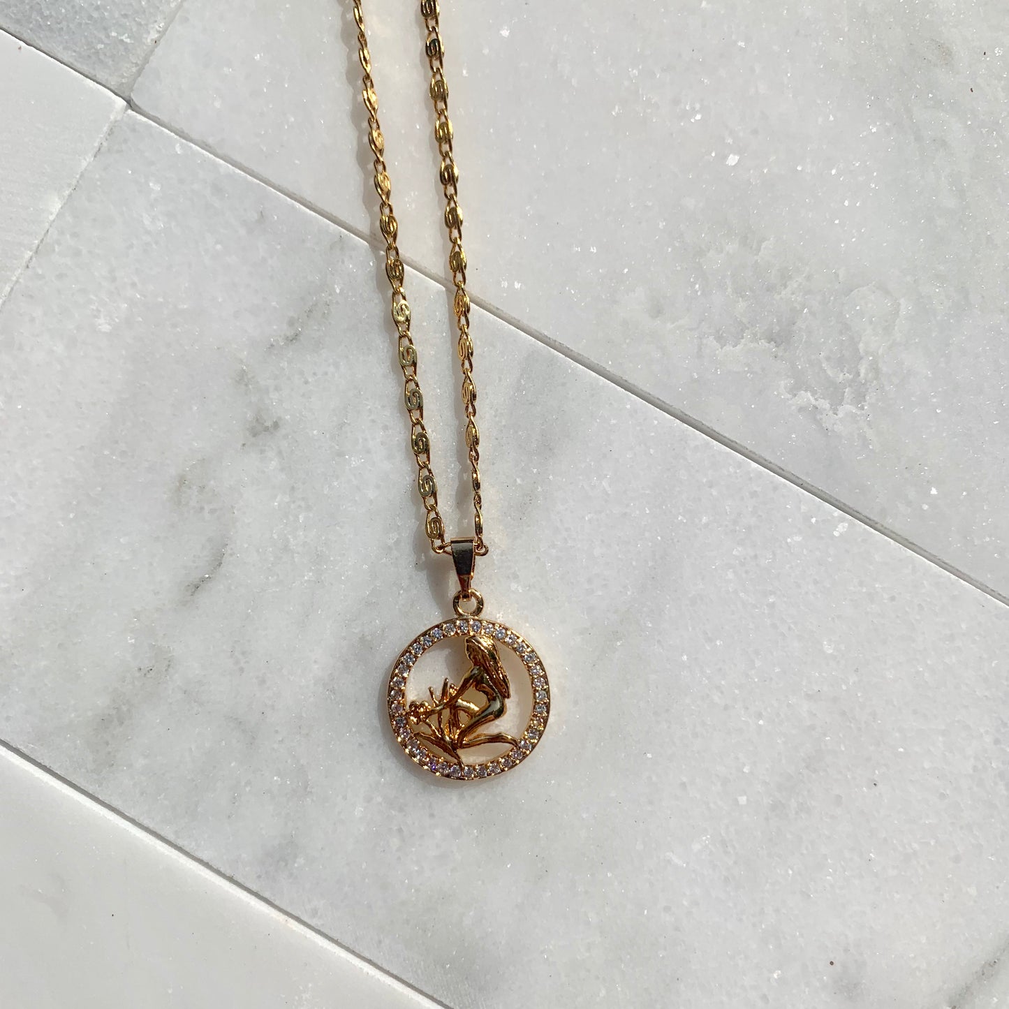 Zodiac Virgo Gold Necklace-Au+ORA