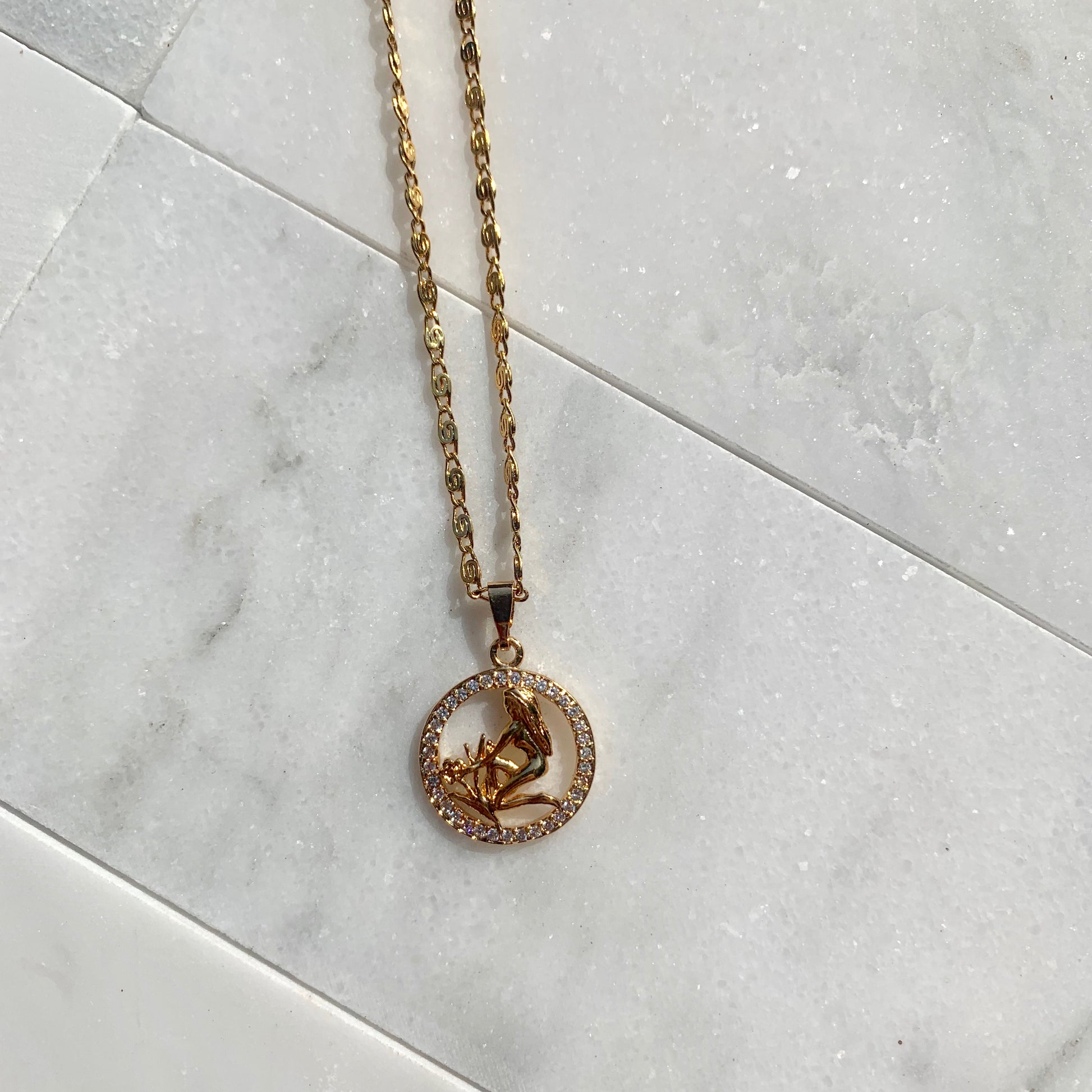 Zodiac Virgo Gold Necklace-Au+ORA