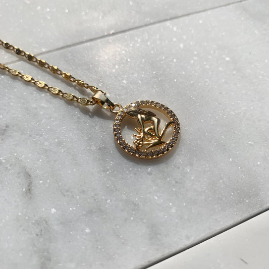 Zodiac Virgo Gold Necklace-Au+ORA