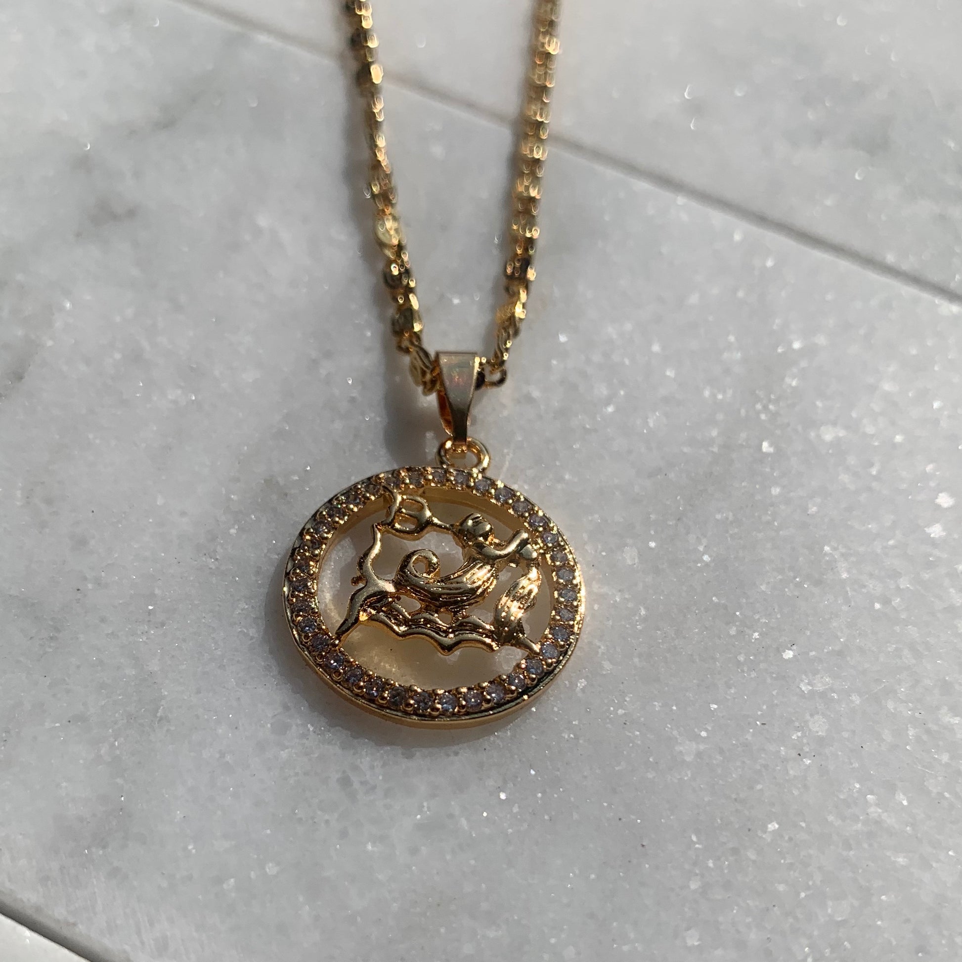 Zodiac Aquarius Necklace-Au+ORA