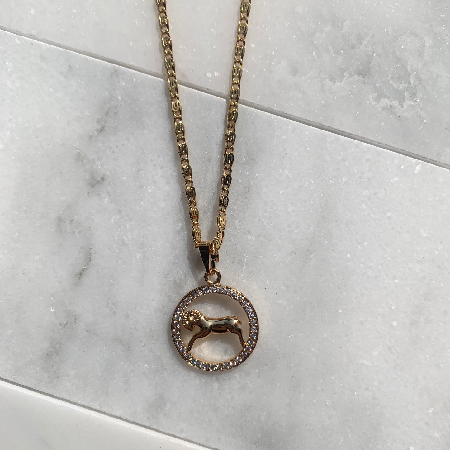 Zodiac Aries Gold Necklace-Au+ORA