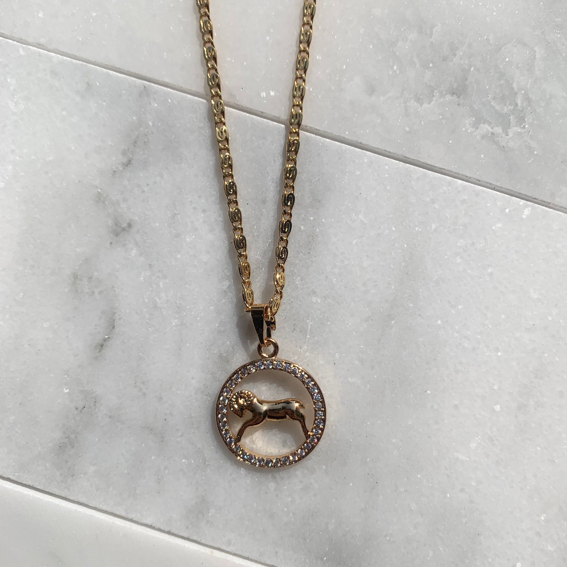 Zodiac Aries Gold Necklace-Au+ORA