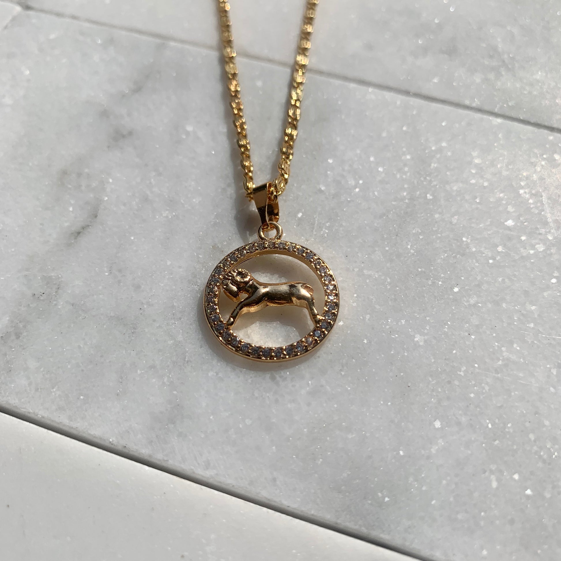 Zodiac Aries Gold Necklace-Au+ORA