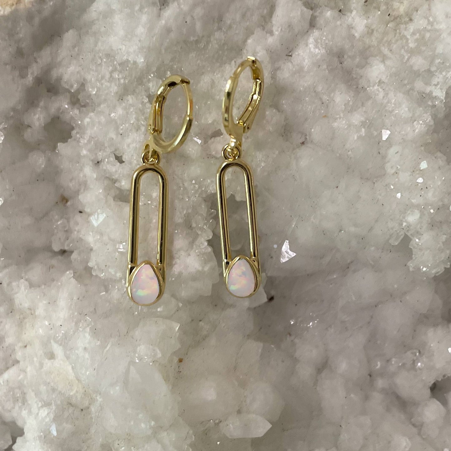 Afterhours Gold Opal Huggies. Huggie earrings Gold Filled