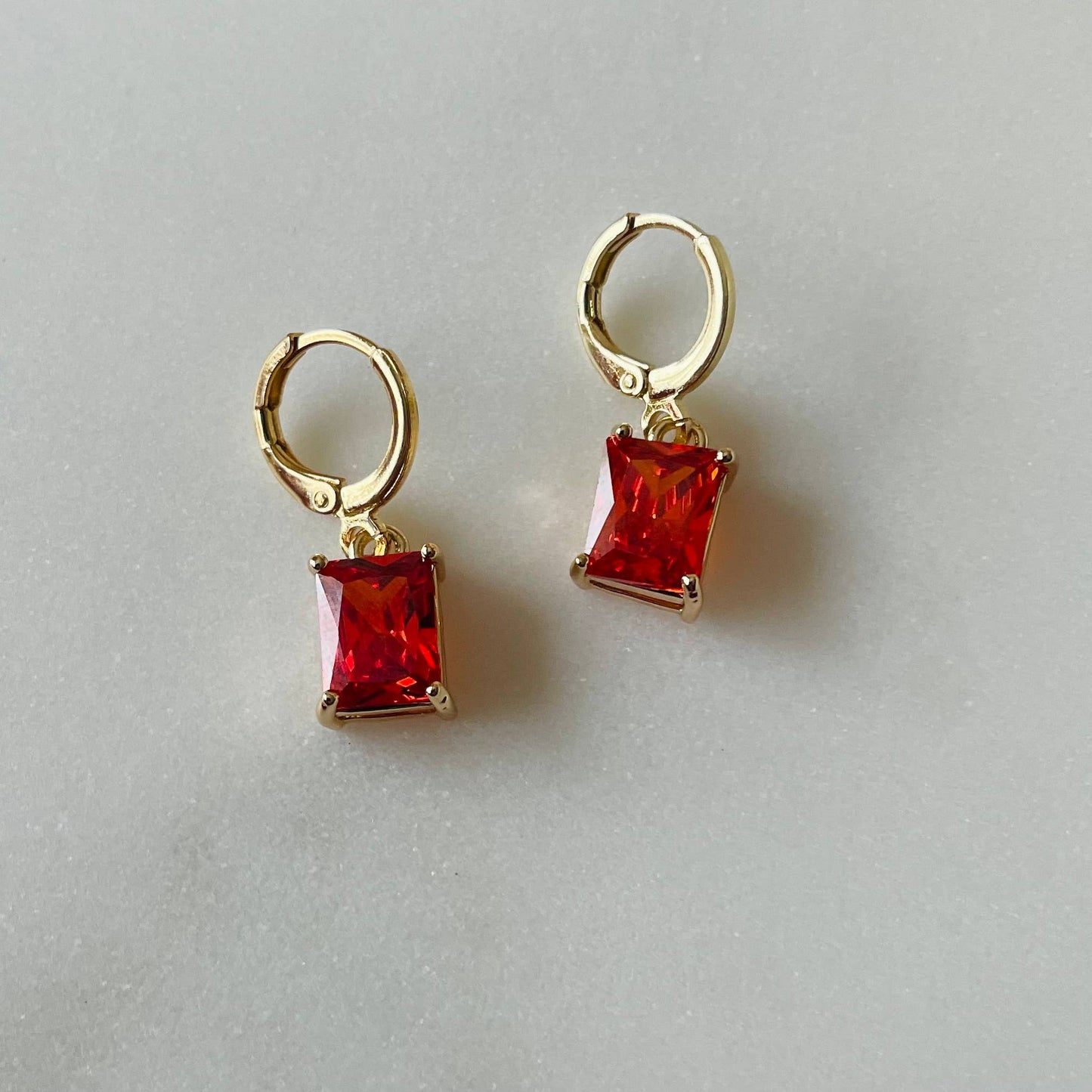 Orange Stone Huggies. Little Gemstone earrings Gold Filled