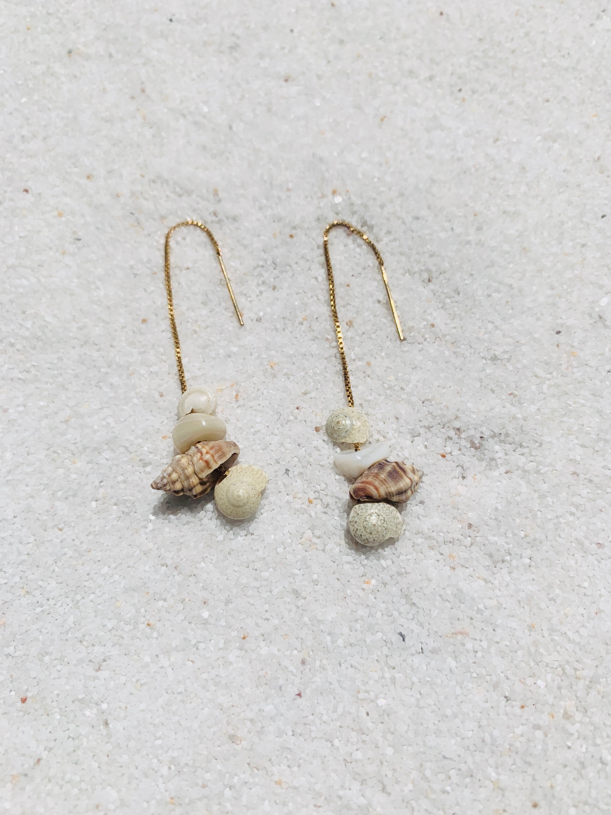 Kokomo Seashell Threaders Earrings-Au+ORA