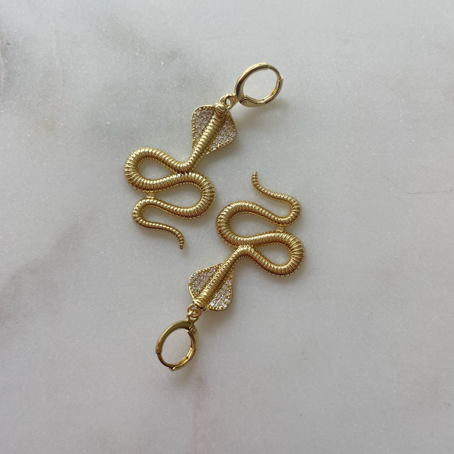 Snake Charmer Earrings. Large Gold Filled Snakes.